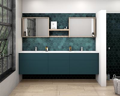 badeværelset med flotte farver med BadArkitekten